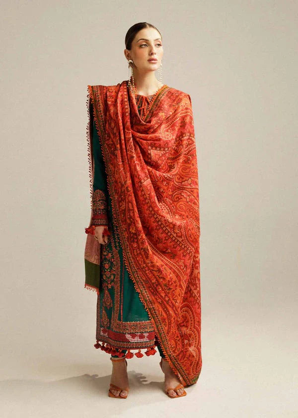 Swagiwear Rehan Rehar 3 Piece Embroidered Dhanak Suit - 