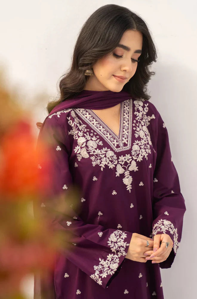 Swagiwear Dyot - Winter 3PC Dhanak Embroidered Suit - 
