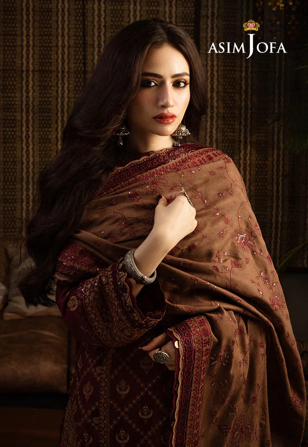 Swagiwear Asim Jofa, unstitched 3 piece Lawn sequence embroidered suit - 