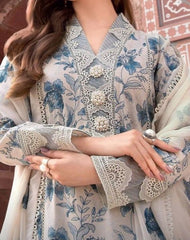 VL723 Bareeze -Embroidered 3pc Lawn dress with embroidered bember dupatta