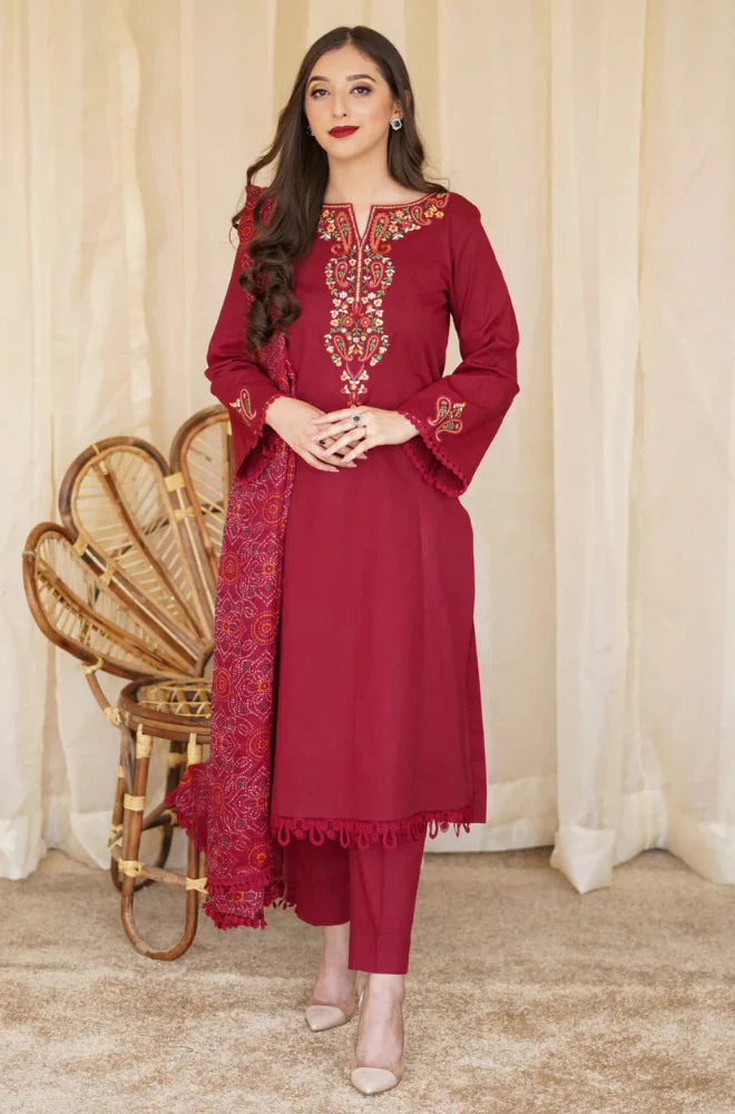 Swagiwear Asling - Winter 3PC Dhanak Embroidered Suit - 
