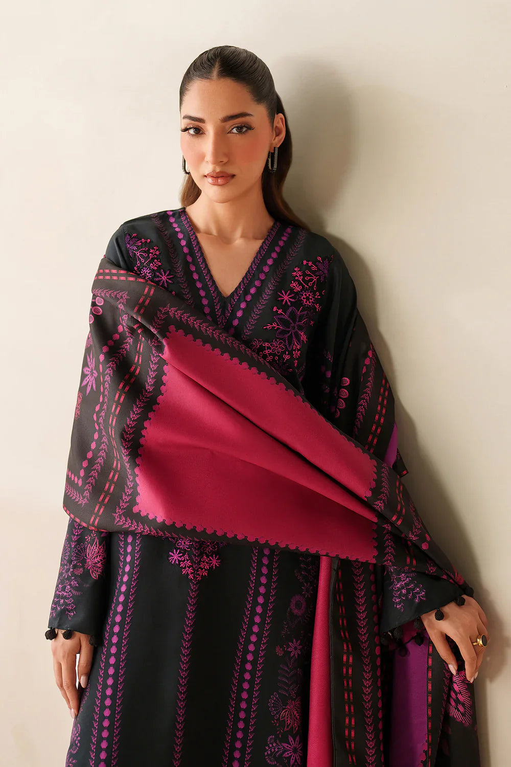 Swagiwear Asim Jofa - Winter 3PC Karandi Digital Print Dress - 