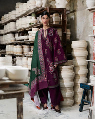 Hussain rehar - Winter 3PC Dhanak Embroidered Suit - Sw1505