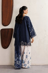 Iznik - 3PC Unstitched Silk Embroidered Shirt with Digital Printed Shawl and Trouser - Sw1546