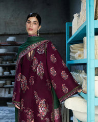 Hussain rehar - Winter 3PC Dhanak Embroidered Suit - Sw1505