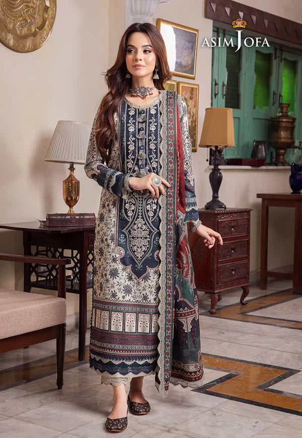 Swagiwear Asim Jofa - Winter 3PC Karandi Digital Print Dress - 
