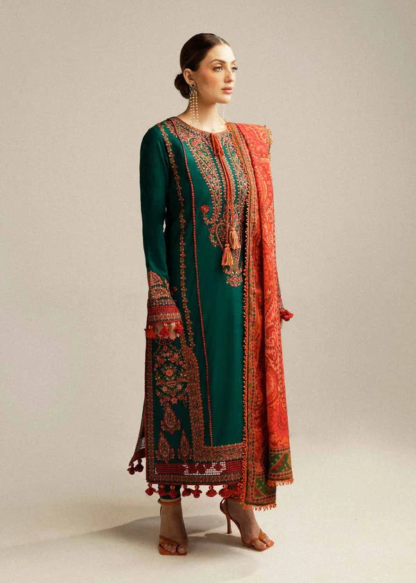 Swagiwear Rehan Rehar 3 Piece Embroidered Dhanak Suit - 