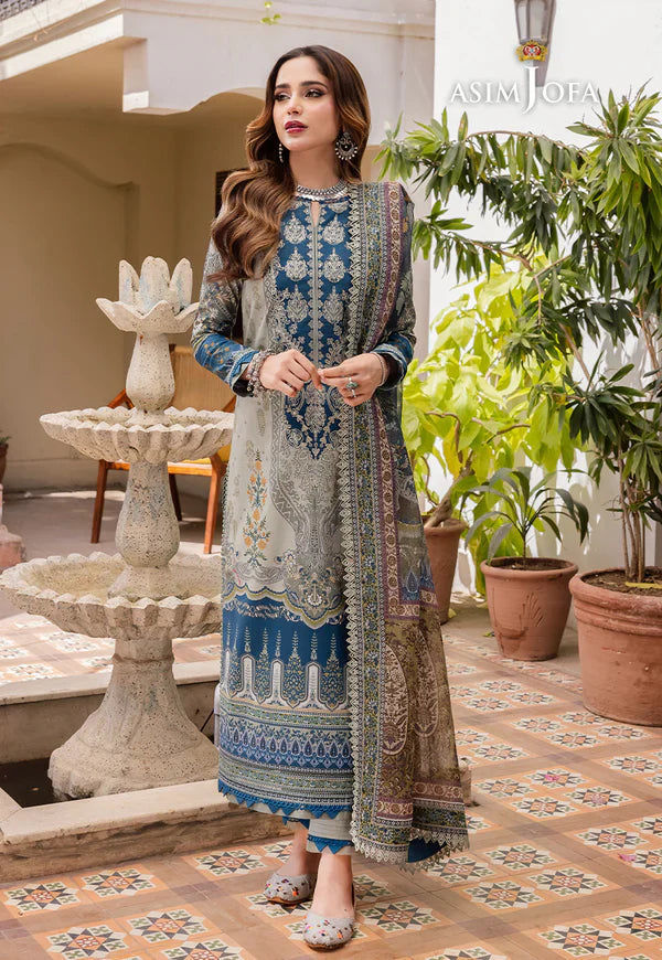 Swagiwear Asim Jofa - Summer 3PC Lawn Digital Print Dress - 