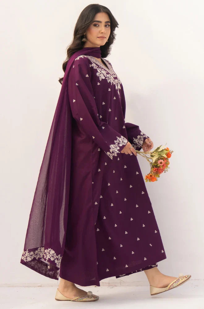 Swagiwear Dyot - Winter 3PC Dhanak Embroidered Suit - 