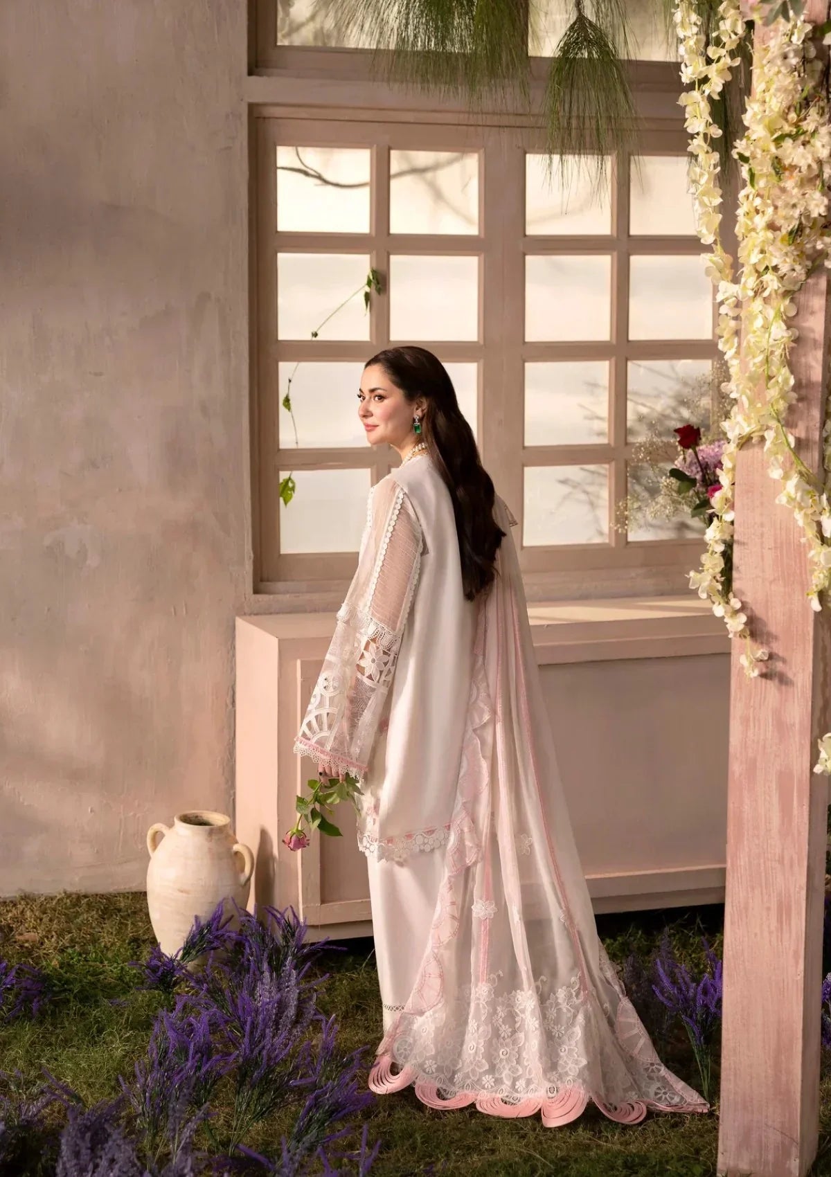 Swagiwear Crimson - 3PC ORGANZA HEAVY CHIKENKARI EMBROIDERED SUIT - 