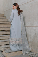 Swagiwear Summer Unstitched 3PCs Embroidered Lawn Dress With Organza Embroidered Dupatta 