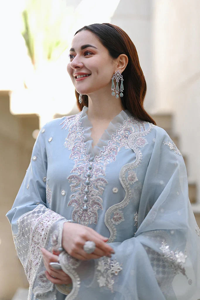 Swagiwear Summer Unstitched 3PCs Embroidered Lawn Dress With Organza Embroidered Dupatta 
