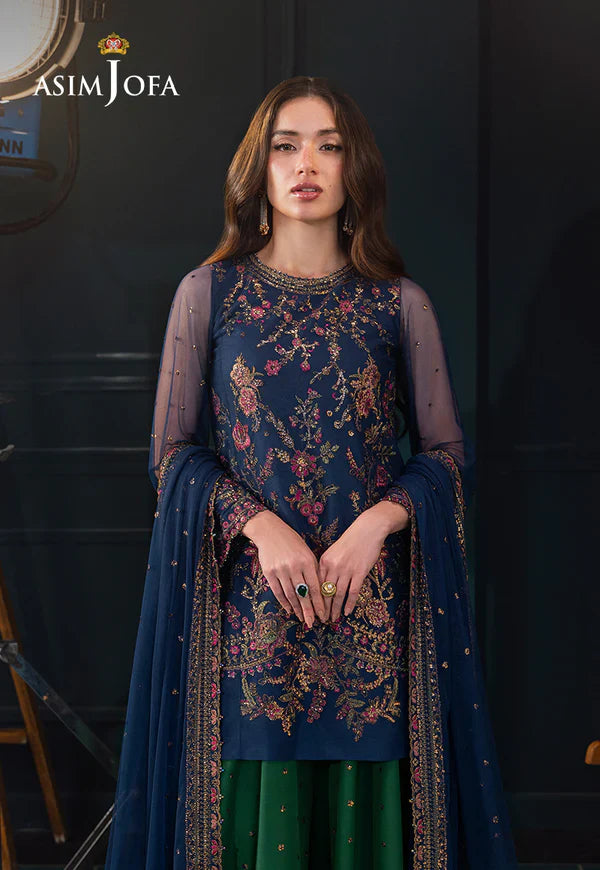 Swagiwear AsimJofa - Unstitched 3 piece Sequin embroidered Lawn suit - 