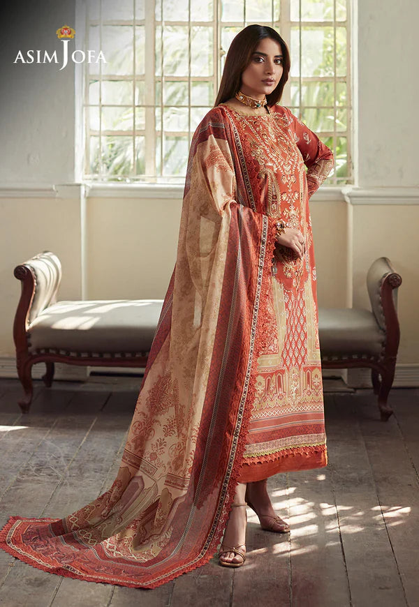 Swagiwear Asim Jofa - Summer 3PC Lawn Digital Print Dress - 