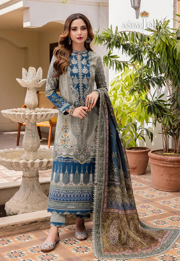 Swagiwear Asim Jofa - Summer 3PC Lawn Digital Print Dress - 