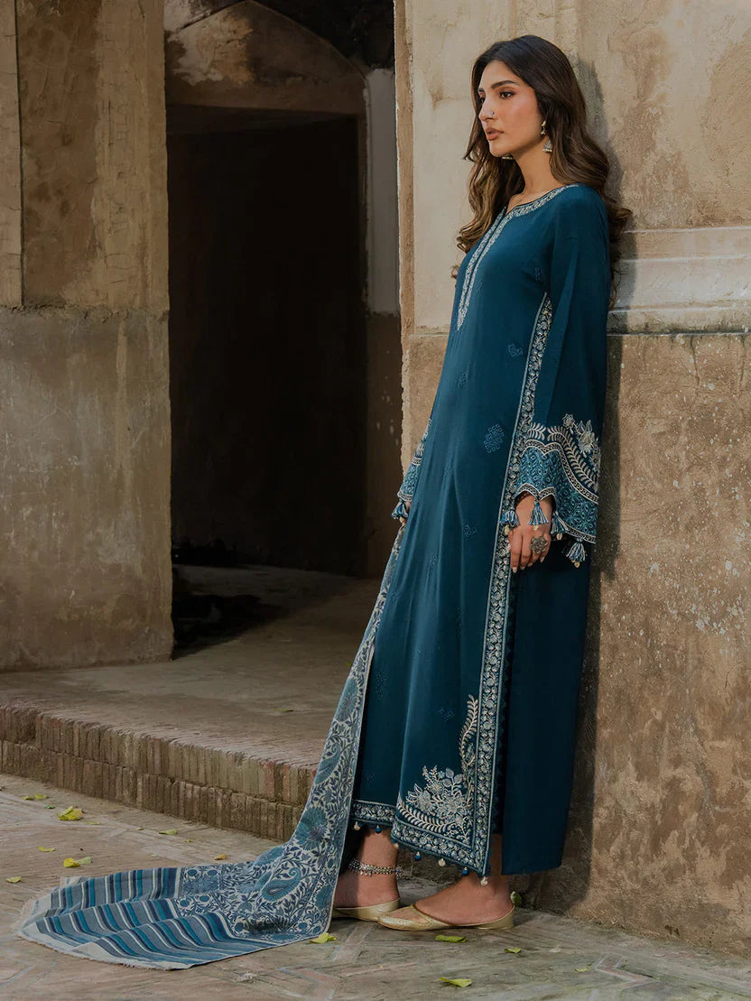Swagiwear IZEL LUXURY UNSTITCHED WINTER DHANAK EMBROIDERED 3PC - 