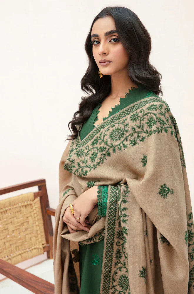 Swagiwear Sapphire - Winter 3PC Dhanak Embroidered Suit - 