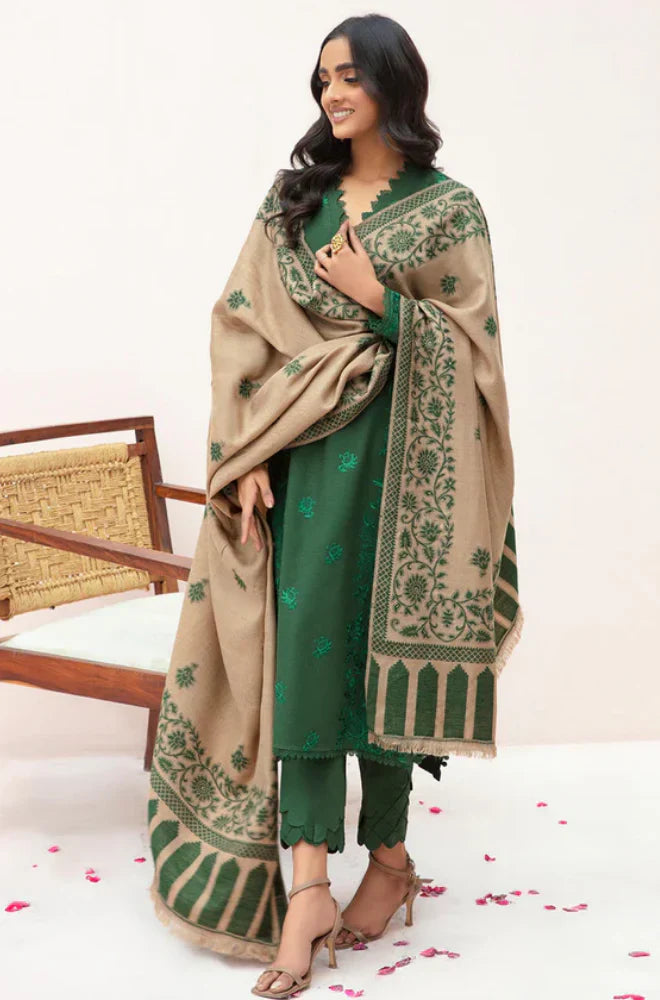 Swagiwear Sapphire - Winter 3PC Dhanak Embroidered Suit - 