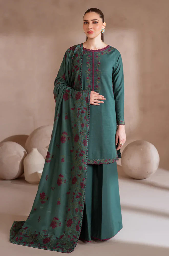 Swagiwear IZNIK - Winter 3PC Dhanak Embroidered Suit - 
