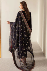 Swagiwear  3-Piece Unstitched Heavy Embroidered Velvet Suit ( Four Sided Embroidered Organza Dupatta )