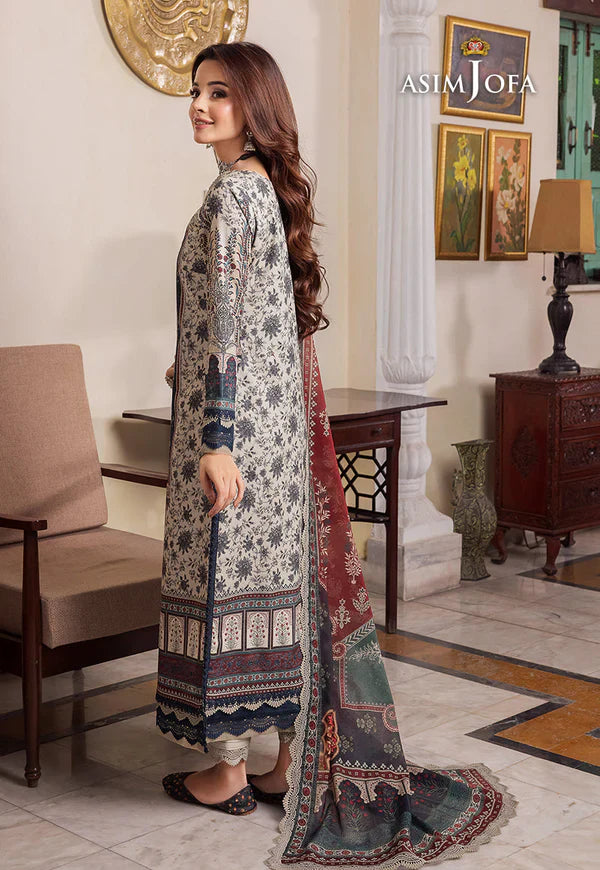 Swagiwear Asim Jofa - Winter 3PC Karandi Digital Print Dress - 