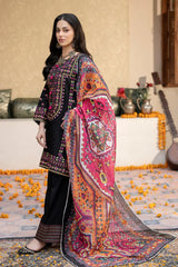 SwagiWear - Unstitched Luxury Lawn Heavy Embroidered 3PC Suit - Sw1343