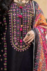 SwagiWear - Unstitched Luxury Lawn Heavy Embroidered 3PC Suit - Sw1343