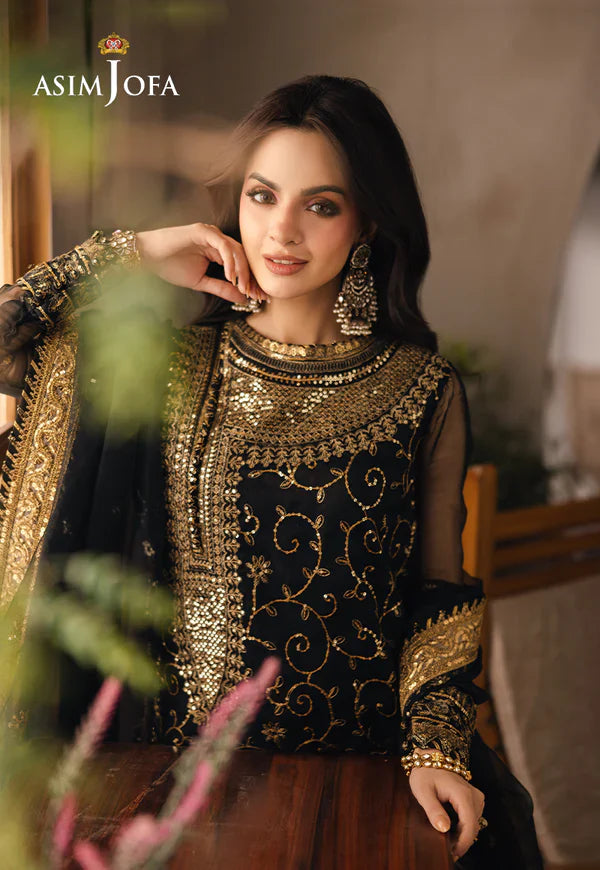 Swagiwear Asim Jofa, unstitched 3 piece Lawn sequence embroidered suit - 