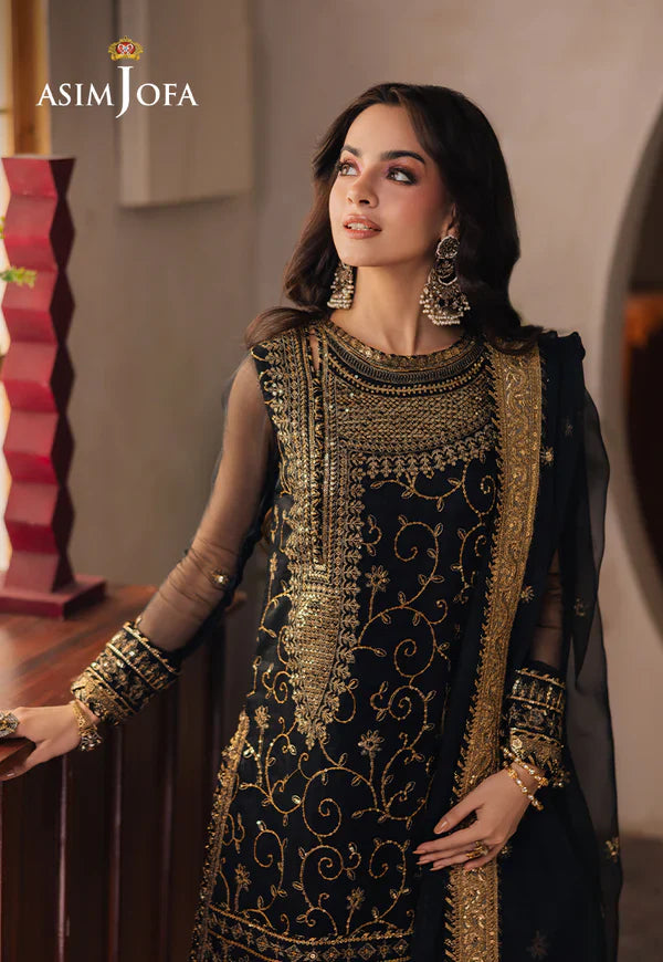 Swagiwear Asim Jofa, unstitched 3 piece Lawn sequence embroidered suit - 