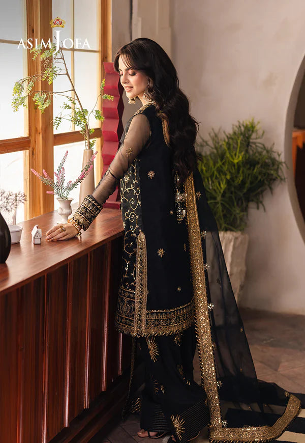 Swagiwear Asim Jofa, unstitched 3 piece Lawn sequence embroidered suit - 