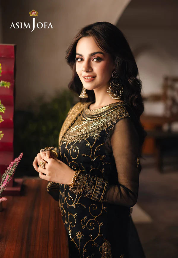 Swagiwear Asim Jofa, unstitched 3 piece Lawn sequence embroidered suit - 