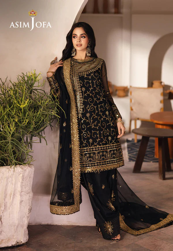 Swagiwear Asim Jofa, unstitched 3 piece Lawn sequence embroidered suit - 