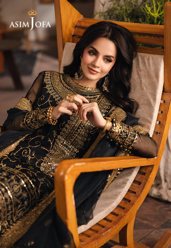 Swagiwear Asim Jofa, unstitched 3 piece Lawn sequence embroidered suit - 