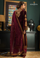 Swagiwear Asim jofa Embroidered Velvet 3piece suit - 