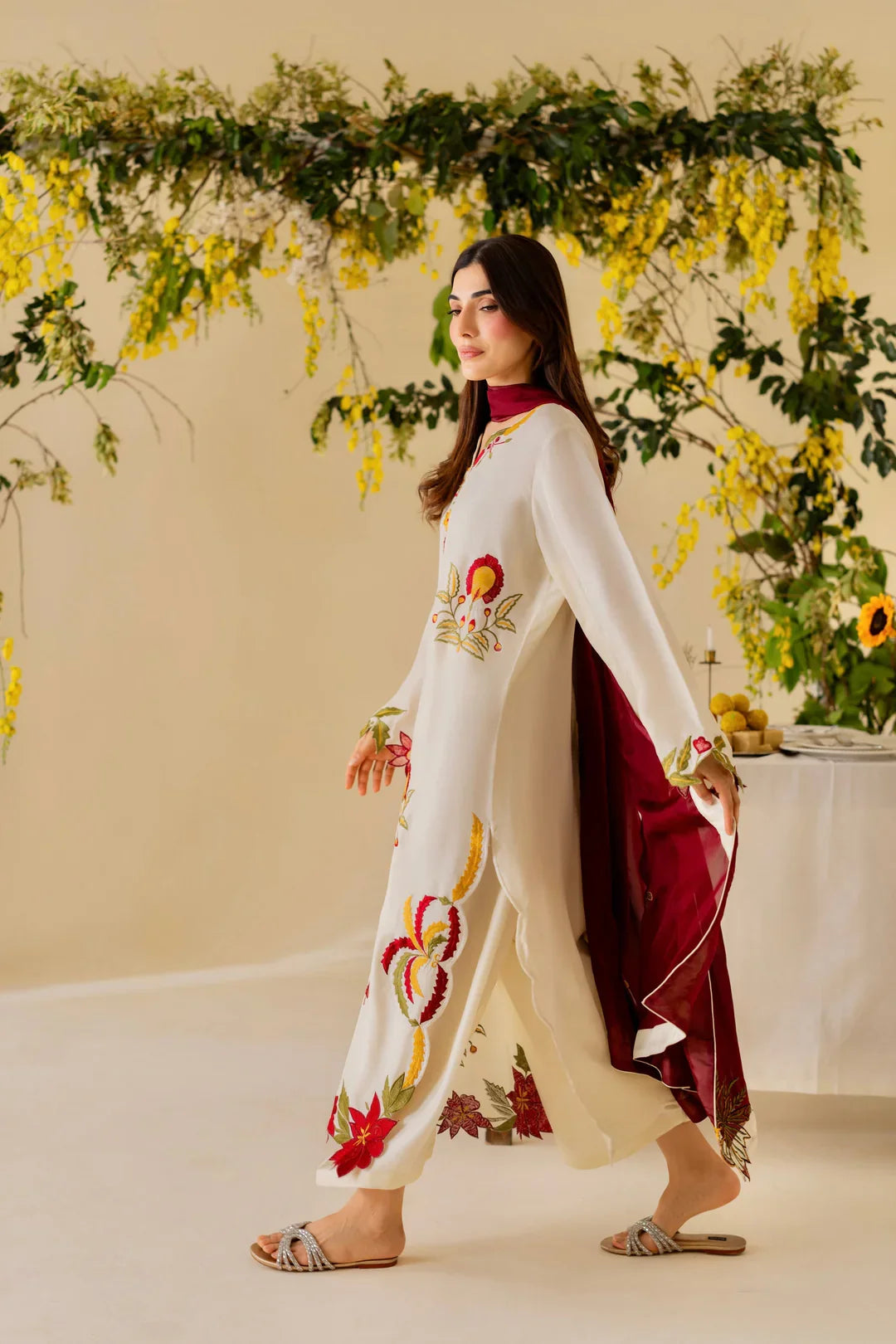 Swagiwear Nisa, unstitched 3 piece embroidered summer suit 