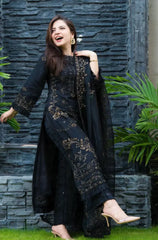 Swagiwear NISA - 3PC Lawn Embroidered Shirt With Chiffon Embroidered Dupatta 