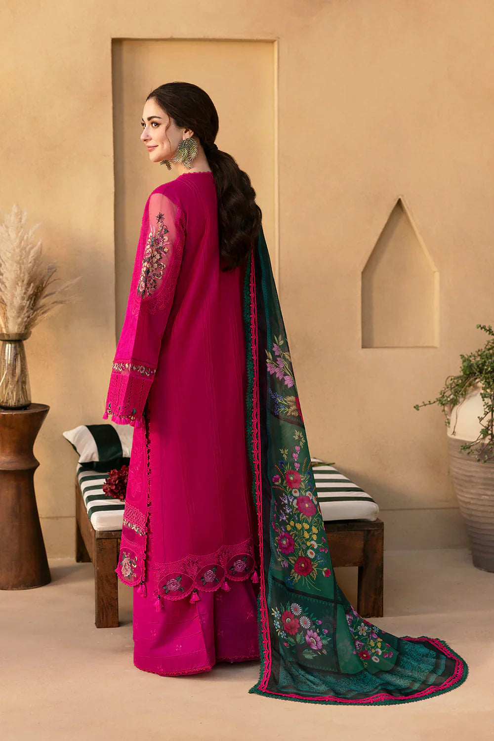 Swagiwear Rehan Rehar 3 Piece Embroidered Dhanak Suit - 