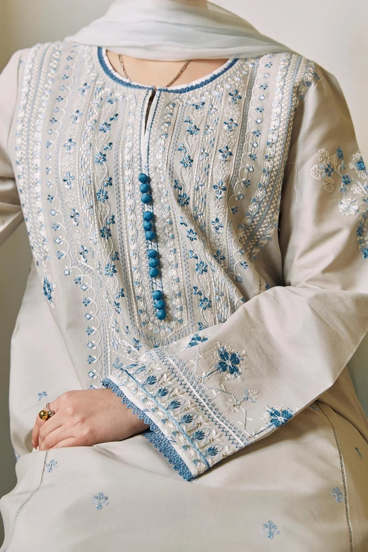 Swagiwear ZaraShahJahan - 3PC LAWN EMBROIDERED SHIRT WITH CHIFFON PRINTED DUPATTA 