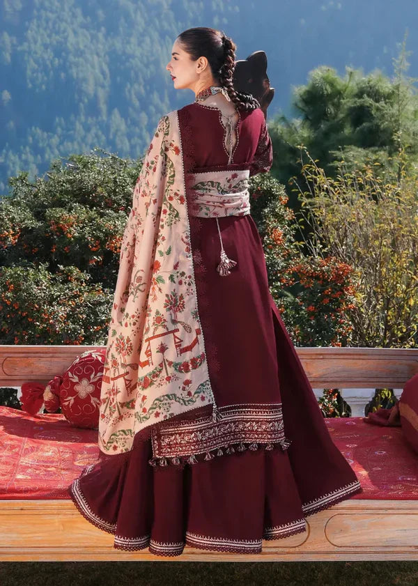 Swagiwear Hussain Rehar - 3PC Dhanak Chickenkari Embroidered Suit - 