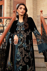 Swagiwear 3PC Embroidered Velvet Dress with Plachi Velvet Shawl - 
