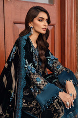 Swagiwear 3PC Embroidered Velvet Dress with Plachi Velvet Shawl - 