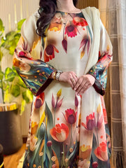 Maria b 3PCS UNSTITCHED SUIT FABRIC Digtal printed Silk - Sw1487