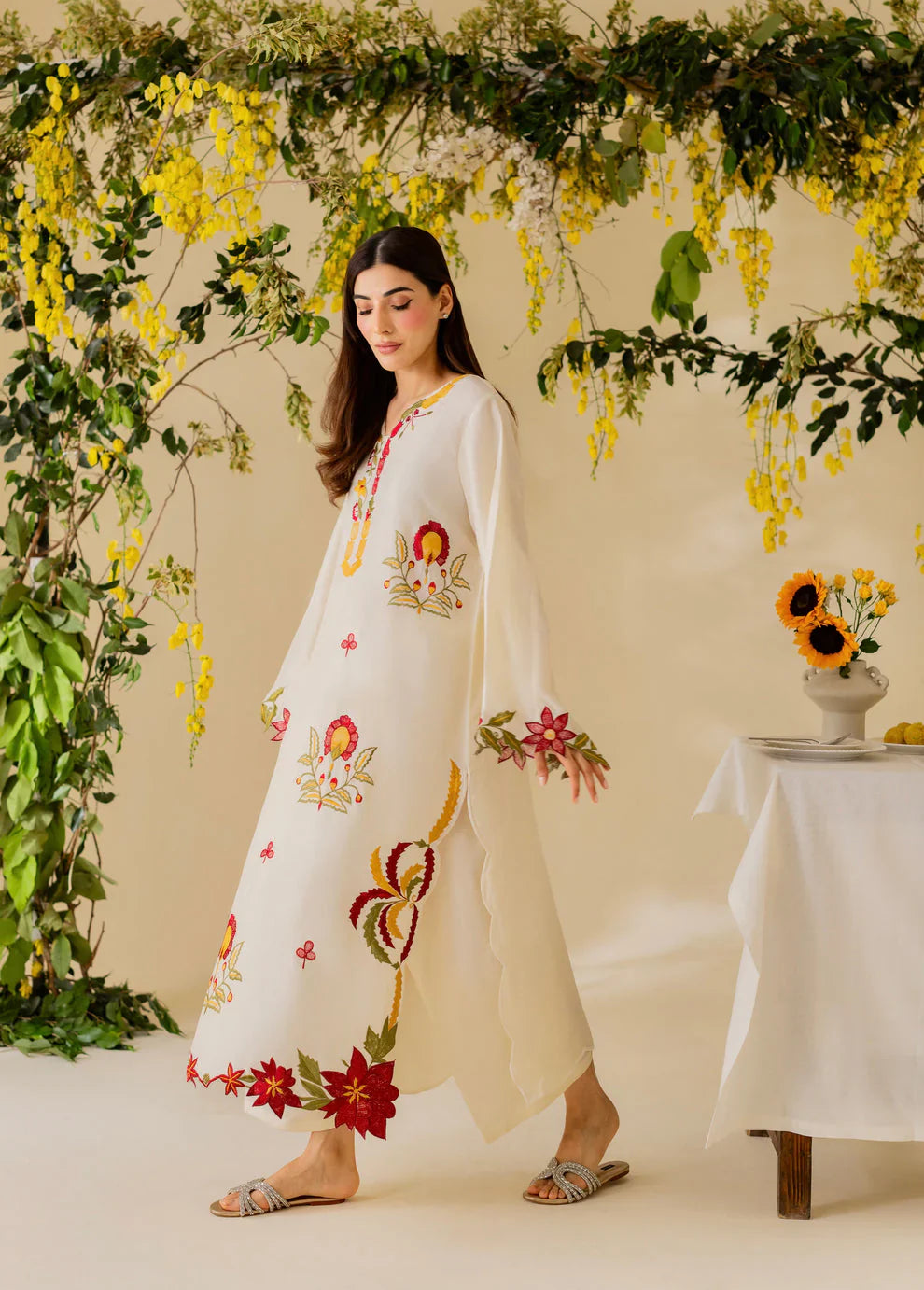 Swagiwear Nisa, unstitched 3 piece embroidered summer suit 