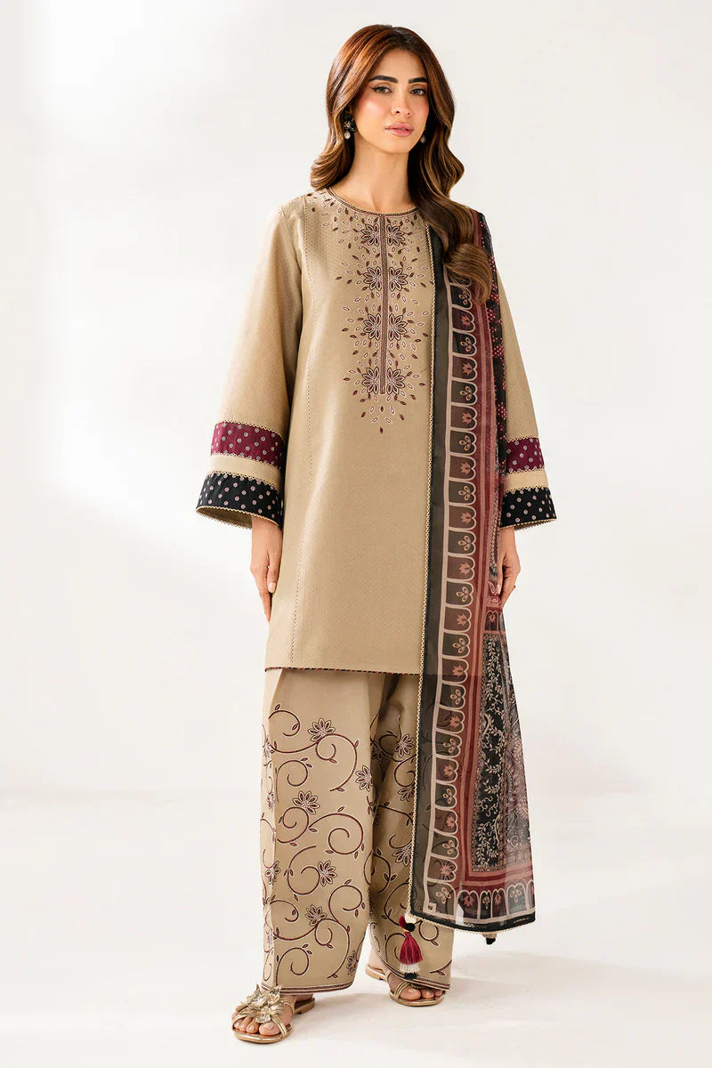 Swagiwear Jazmin - Winter 3PC Dhanak Embroidered Suit - 