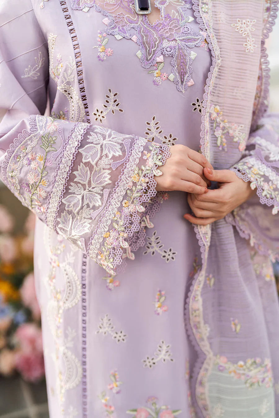 Swagiwear Qalamkar - Summer 3PC Lawn ChickenKari Embroidered Suit - 