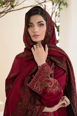 Swagiwear /2 3PC Khaddar Embroidered Suit with Printed Wool Shawl