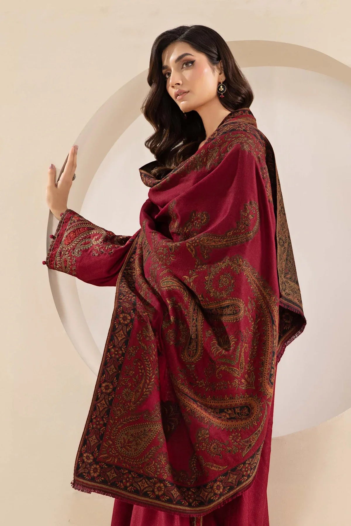 Swagiwear /2 3PC Khaddar Embroidered Suit with Printed Wool Shawl