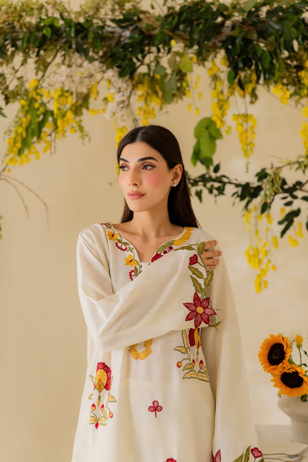 Swagiwear Nisa, unstitched 3 piece embroidered summer suit 