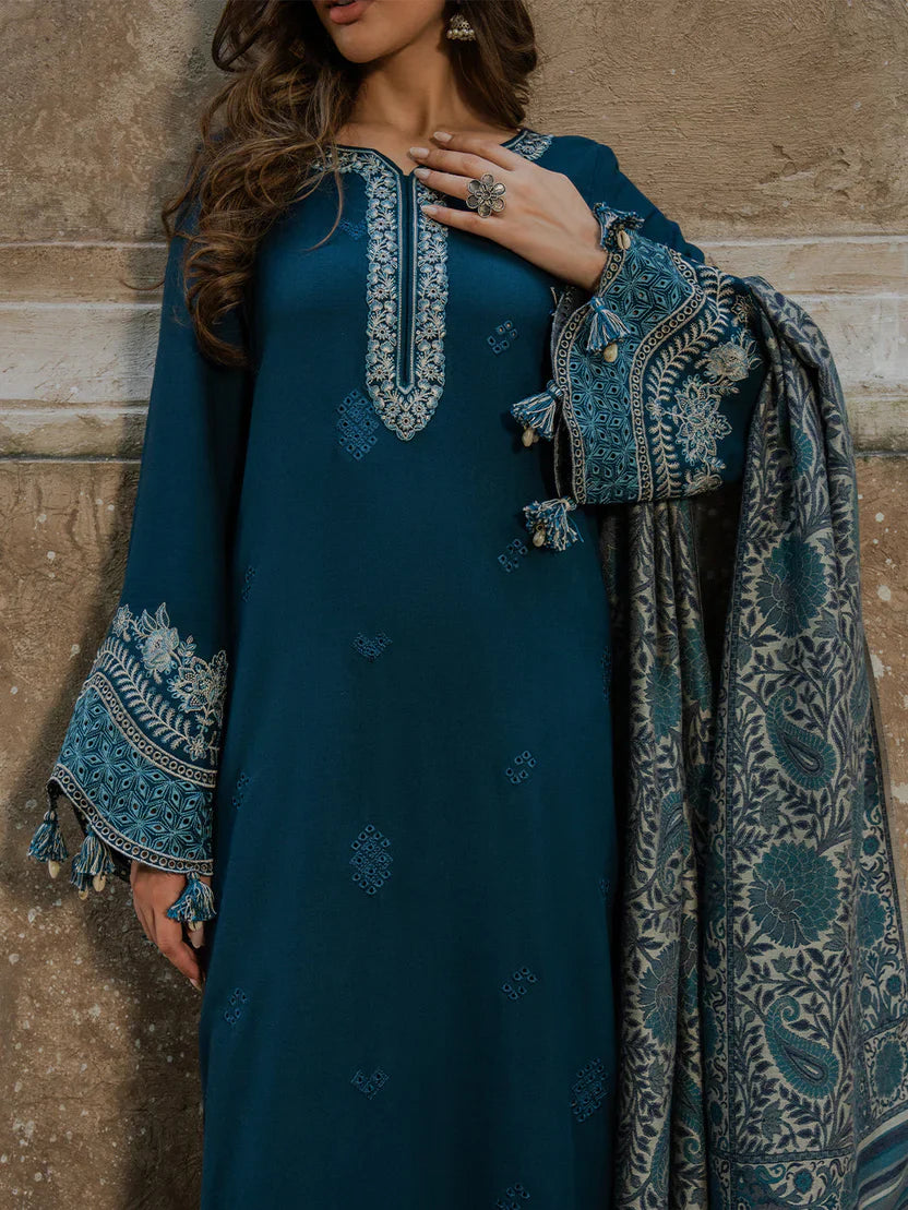 Swagiwear IZEL LUXURY UNSTITCHED WINTER DHANAK EMBROIDERED 3PC - 