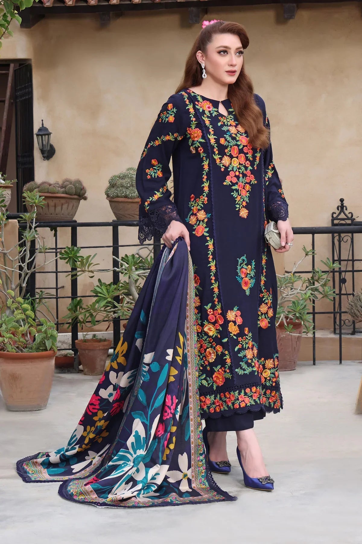Swagiwear Asim Jofa, unstitched 3 piece Lawn sequence embroidered suit - 